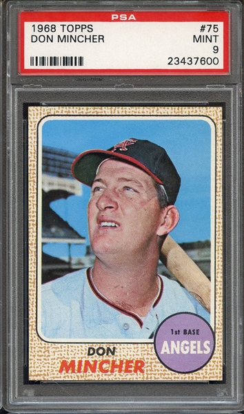 1968 TOPPS 75 DON MINCHER PSA MINT 9