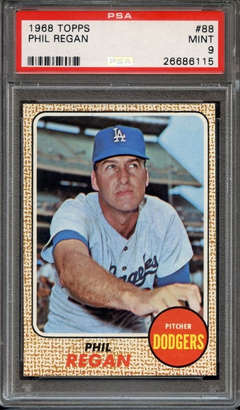 1968 TOPPS 88 PHIL REGAN PSA MINT 9