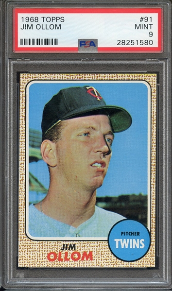 1968 TOPPS 91 JIM OLLOM PSA MINT 9