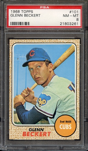 1968 TOPPS 101 GLENN BECKERT PSA NM-MT 8