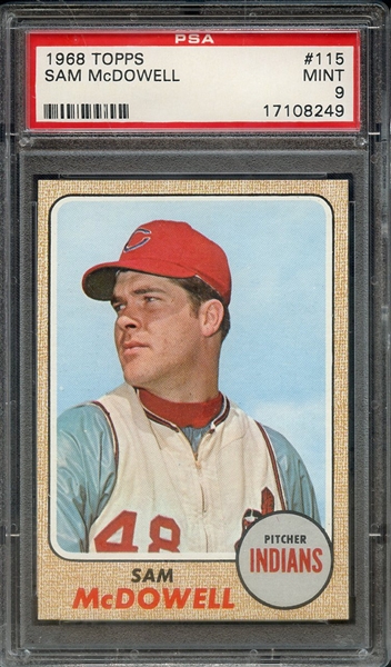1968 TOPPS 115 SAM McDOWELL PSA MINT 9