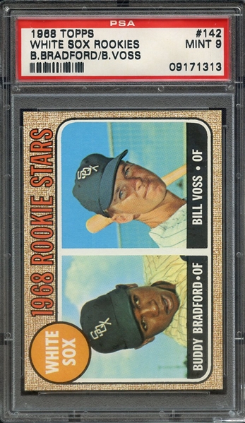 1968 TOPPS 142 WHITE SOX ROOKIES B.BRADFORD/B.VOSS PSA MINT 9
