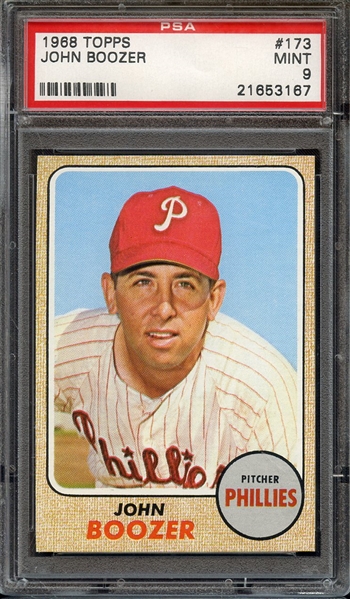 1968 TOPPS 173 JOHN BOOZER PSA MINT 9