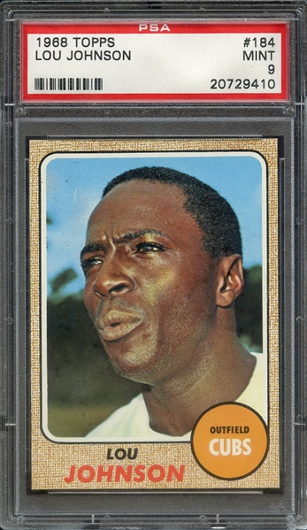1968 TOPPS 184 LOU JOHNSON PSA MINT 9