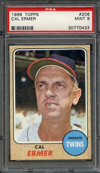1968 TOPPS 206 CAL ERMER PSA MINT 9