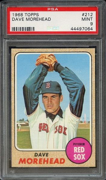 1968 TOPPS 212 DAVE MOREHEAD PSA MINT 9