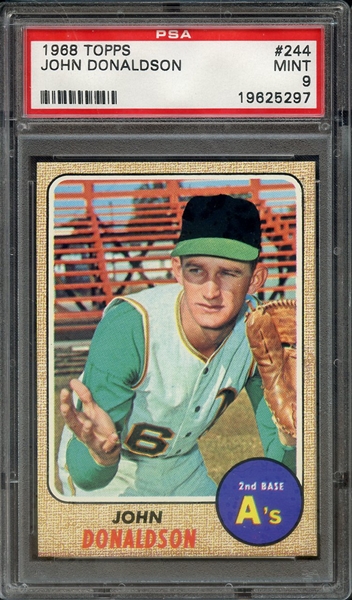 1968 TOPPS 244 JOHN DONALDSON PSA MINT 9