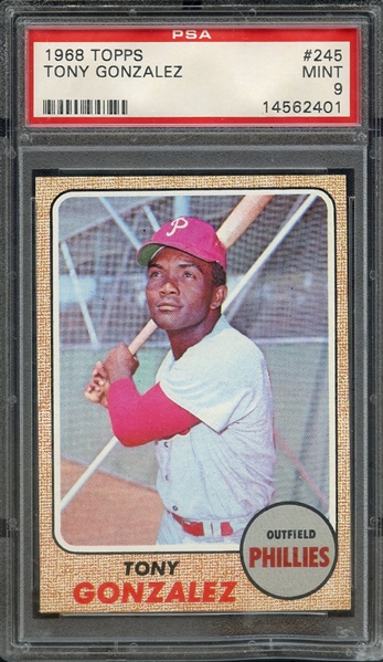1968 TOPPS 245 TONY GONZALEZ PSA MINT 9