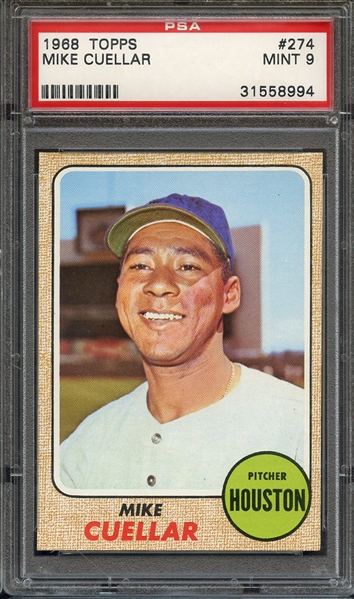 1968 TOPPS 274 MIKE CUELLAR PSA MINT 9