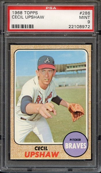 1968 TOPPS 286 CECIL UPSHAW PSA MINT 9