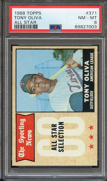 1968 TOPPS 371 TONY OLIVA ALL STAR PSA NM-MT 8
