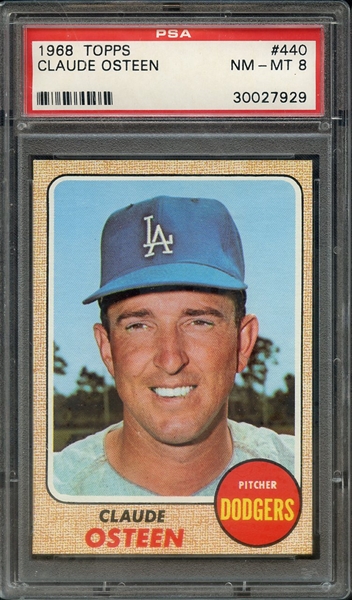 1968 TOPPS 440 CLAUDE OSTEEN PSA NM-MT 8