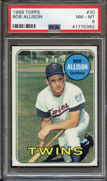 1969 TOPPS 30 BOB ALLISON PSA NM-MT 8