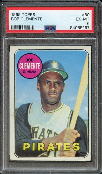 1969 TOPPS 50 BOB CLEMENTE PSA EX-MT 6