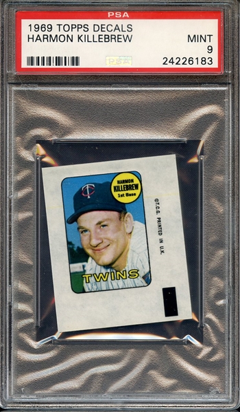 1969 TOPPS DECALS HARMON KILLEBREW PSA MINT 9