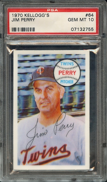 1970 KELLOGG'S 64 JIM PERRY PSA GEM MT 10