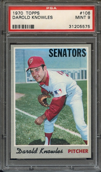 1970 TOPPS 106 DAROLD KNOWLES PSA MINT 9