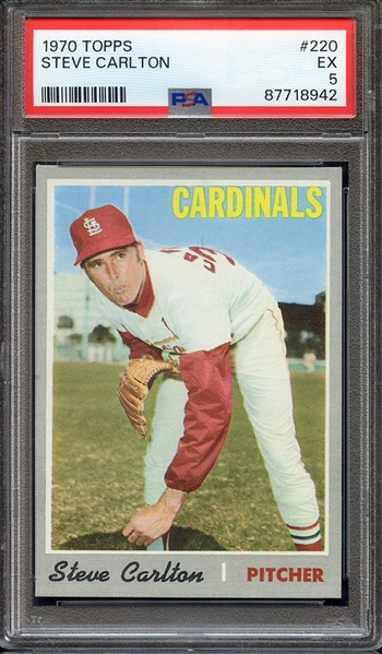 1970 TOPPS 220 STEVE CARLTON PSA EX 5