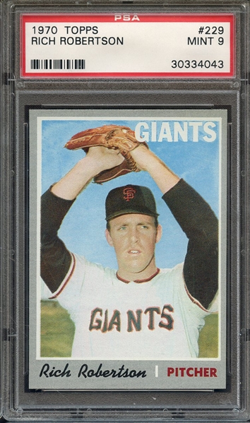 1970 TOPPS 229 RICH ROBERTSON PSA MINT 9