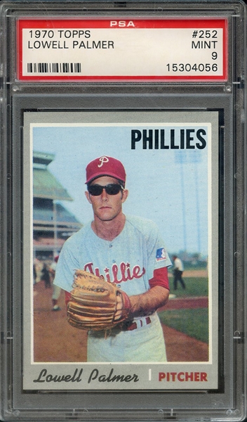 1970 TOPPS 252 LOWELL PALMER PSA MINT 9