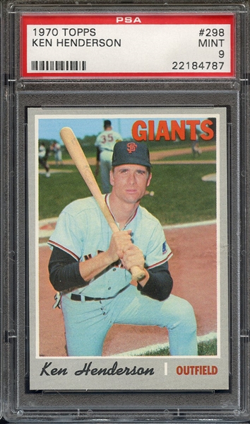 1970 TOPPS 298 KEN HENDERSON PSA MINT 9