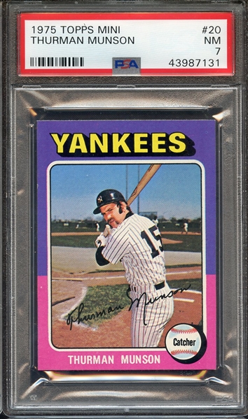 1975 TOPPS MINI 20 THURMAN MUNSON PSA NM 7