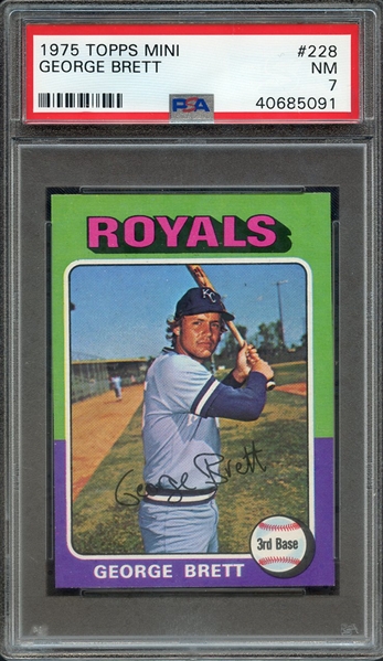 1975 TOPPS MINI 228 GEORGE BRETT PSA NM 7