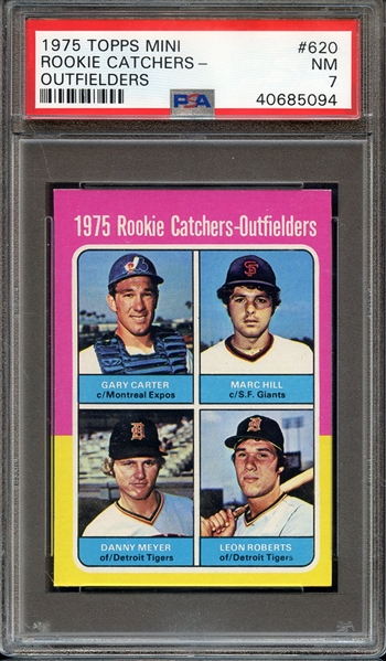 1975 TOPPS MINI 620 ROOKIE CATCHERS- OUTFIELDERS PSA NM 7