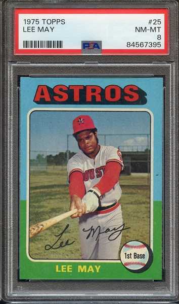 1975 TOPPS 25 LEE MAY PSA NM-MT 8