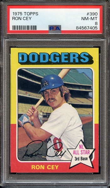 1975 TOPPS 390 RON CEY PSA NM-MT 8