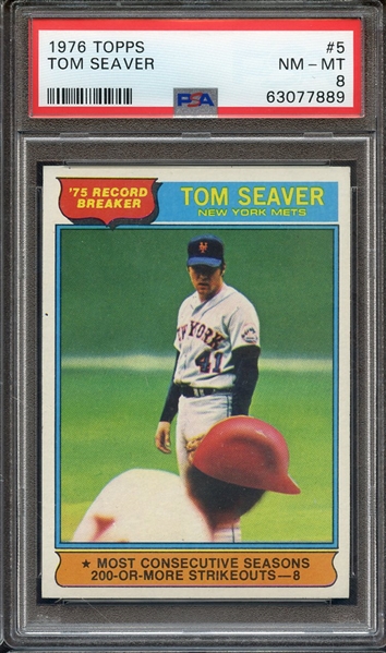 1976 TOPPS 5 TOM SEAVER PSA NM-MT 8