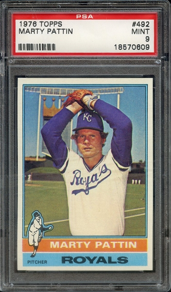 1976 TOPPS 492 MARTY PATTIN PSA MINT 9