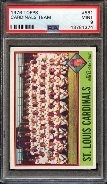 1976 TOPPS 581 CARDINALS TEAM PSA MINT 9