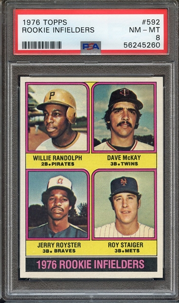 1976 TOPPS 592 ROOKIE INFIELDERS PSA NM-MT 8