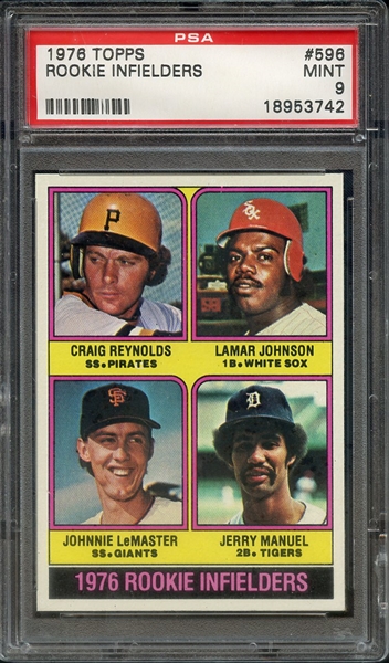 1976 TOPPS 596 ROOKIE INFIELDERS PSA MINT 9