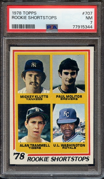 1978 TOPPS 707 ROOKIE SHORTSTOPS PSA NM 7