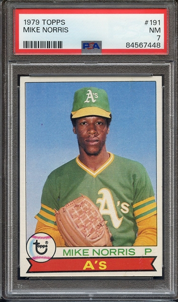 1979 TOPPS 191 MIKE NORRIS PSA NM 7