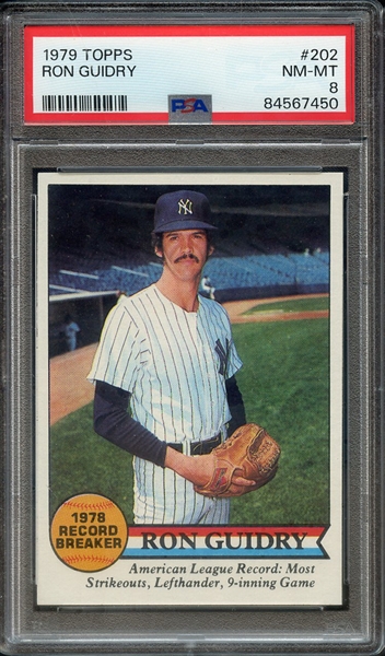1979 TOPPS 202 RON GUIDRY PSA NM-MT 8