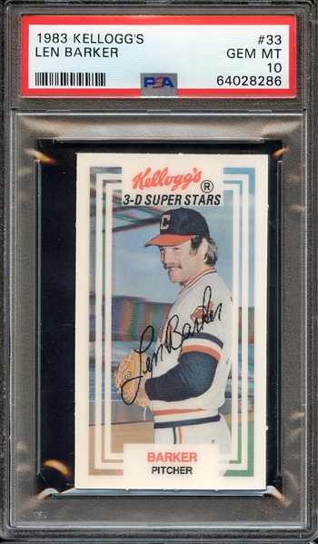 1983 KELLOGG'S 33 LEN BARKER PSA GEM MT 10