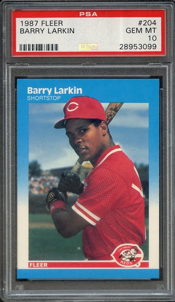 1987 FLEER 204 BARRY LARKIN PSA GEM MT 10