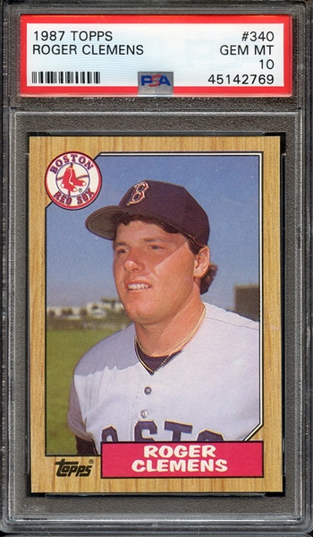 1987 TOPPS 340 ROGER CLEMENS PSA GEM MT 10