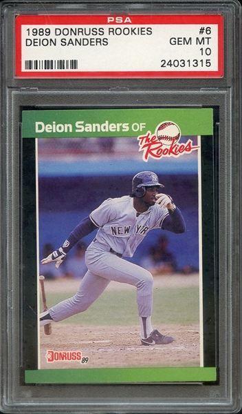 1989 DONRUSS ROOKIES 6 DEION SANDERS PSA GEM MT 10