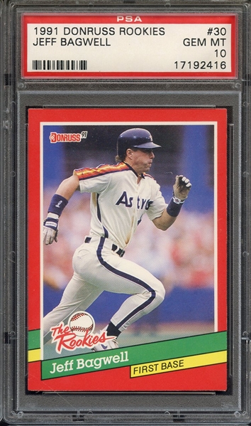 1991 DONRUSS ROOKIES 30 JEFF BAGWELL PSA GEM MT 10