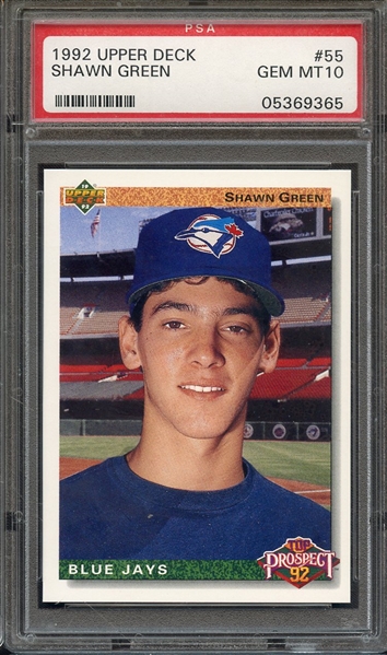 1992 UPPER DECK 55 SHAWN GREEN PSA GEM MT 10