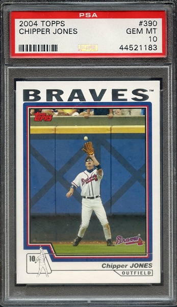 2004 TOPPS 390 CHIPPER JONES PSA GEM MT 10