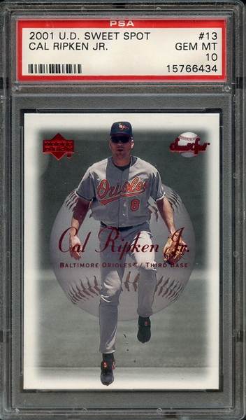 2001 UPPER DECK SWEET SPOT 13 CAL RIPKEN JR. PSA GEM MT 10