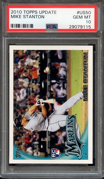 2010 TOPPS UPDATE US50 MIKE STANTON PSA GEM MT 10