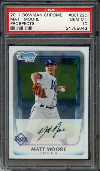 2011 BOWMAN CHROME PROSPECTS BCP220 MATT MOORE PROSPECTS PSA GEM MT 10