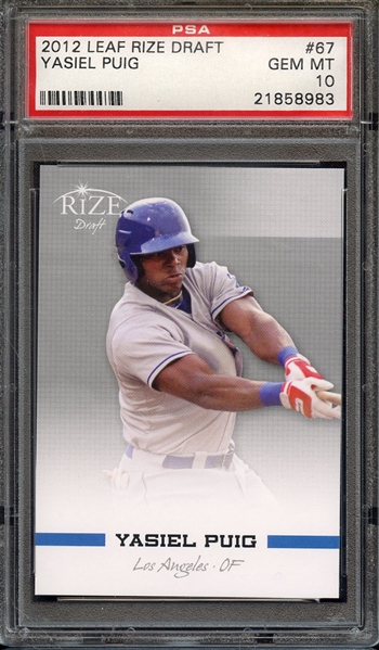 2012 LEAF RIZE DRAFT 67 YASIEL PUIG PSA GEM MT 10