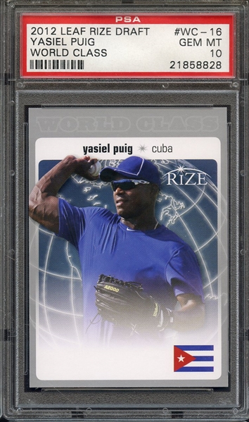 2012 LEAF RIZE DRAFT WORLD CLASS WC-16 YASIEL PUIG WORLD CLASS PSA GEM MT 10